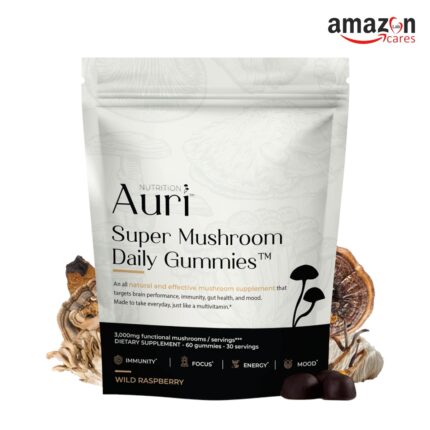 Auri Super Mushroom Daily Gummies - 12 Mushroom Blend - 60 Gummies