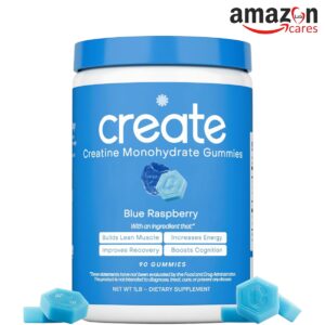 Create Creatine Monohydrate Gummies for Men & Women, (Blue Raspberry) 90 Count