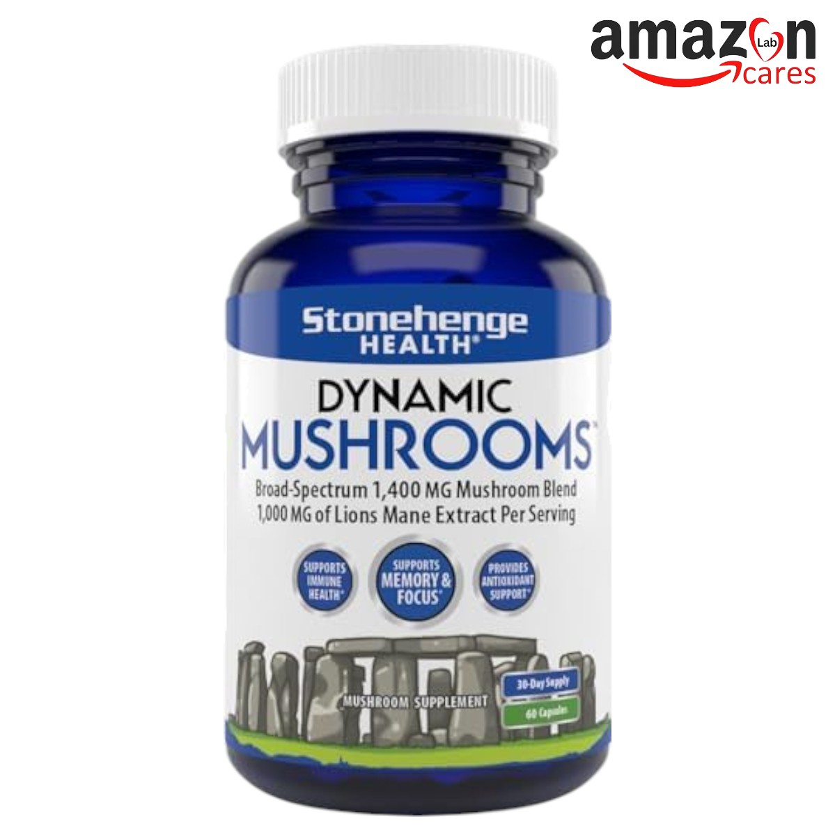 Stonehenge Dynamic Health Mushrooms 1,400 mg – 5 Mushroom Complex - 60 capsules