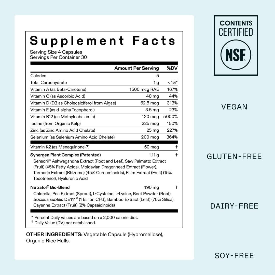 Nutrafol Hair Supplement for Women – Clinically-Tested Plant-Based Formula for Thicker, Fuller Hair– 120 Capsules - Image 8