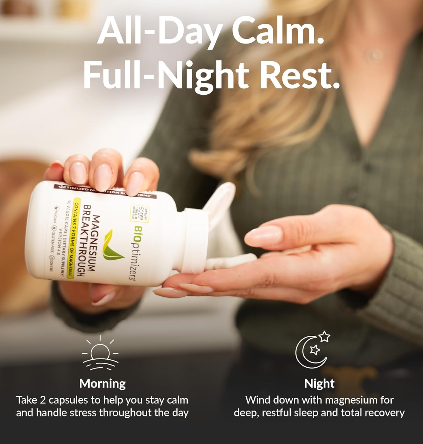 BIOptimizers Magnesium Breakthrough Supplement with 500mg - 60 Capsules - Image 2